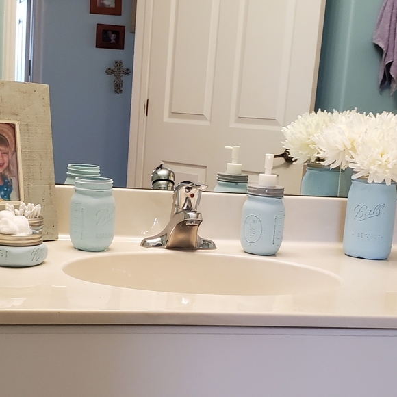Ball jar Batroom accessories in light blue - Picture 1 of 7